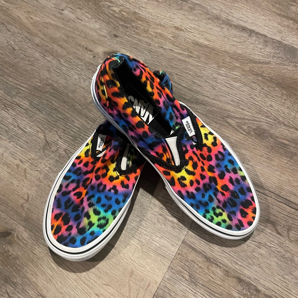 Vans Red and Pink Slippers with Colorful Slip-On Design